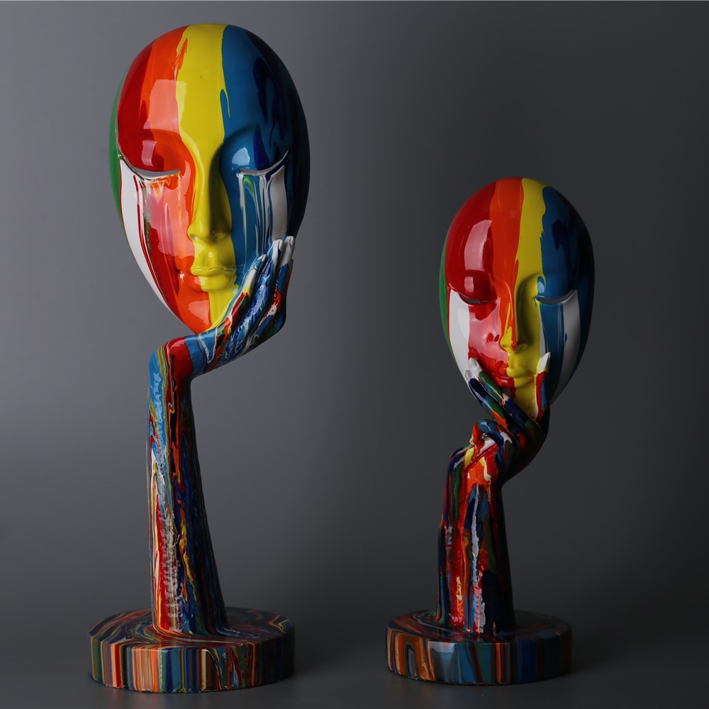 Creative-Painted-Colorful-Woman-Face-Statues-Decoration-Home-Wine-Cabinet-Office-Decoration-Desktop-Decoration-Crafts